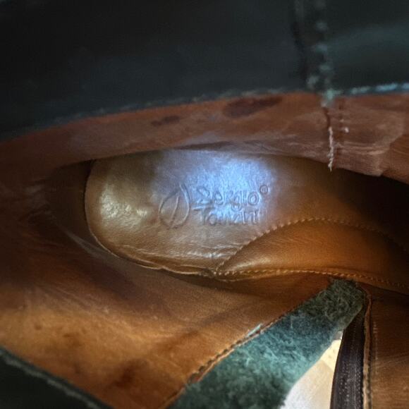 Sergio Tomani Green Leather Eclectic Ankle Boots Size 38/ US 7.5 - Picture 9 of 11